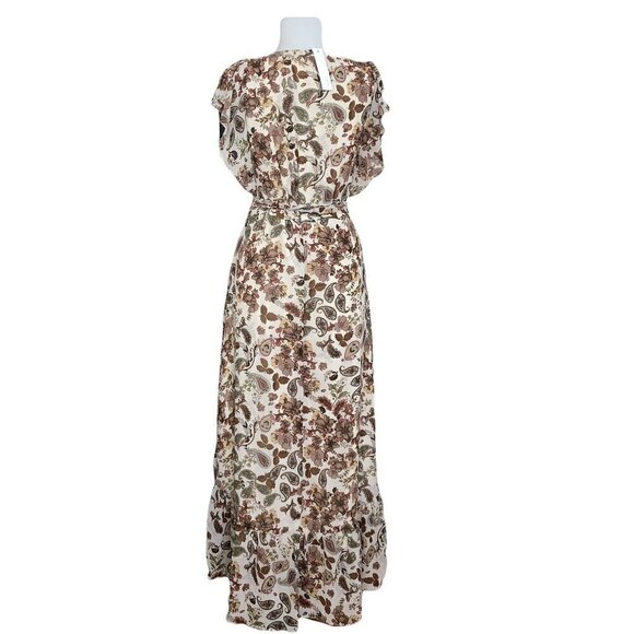 NWT Drew Floral Paisley asymmetric Wrap Dress XS Ruffled Cottagecore Fairy - Picture 3 of 10